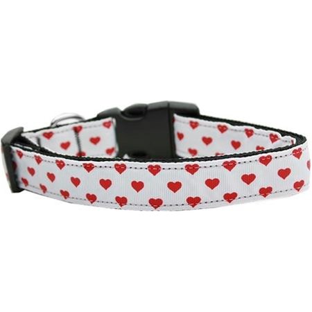 UNCONDITIONAL LOVE White and Red Dotty Hearts Nylon Dog Collars Large UN918877